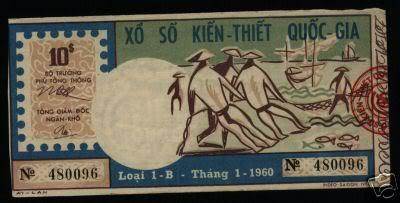 Vé số tháng 1/1960 có giá 10 đồng