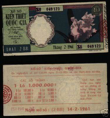 Tờ vé số ngày 14/02/1961